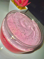 Black Cherry Body Polish | Whipped Foaming Scrub, Natural Body Butter, Exfoliation for dry sensitive skin , Fade Dark Marks, Hyperpigmentation, Uneven Skin Tone, Fade Scars, Natural Glow